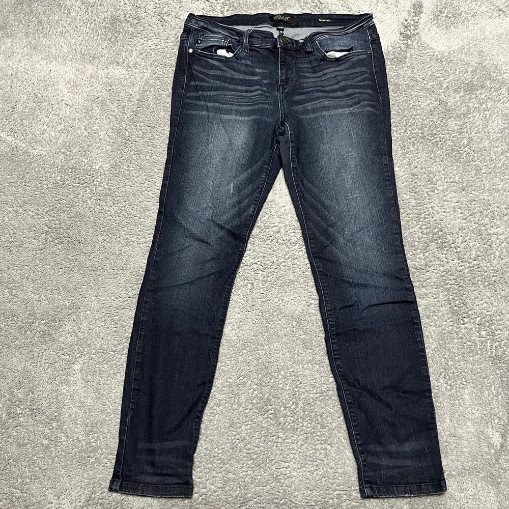 Judy Blue Jeans Womens 15 /32 (34x28.5) Skinny Fit Dark Wash Stretch Blue Denim
